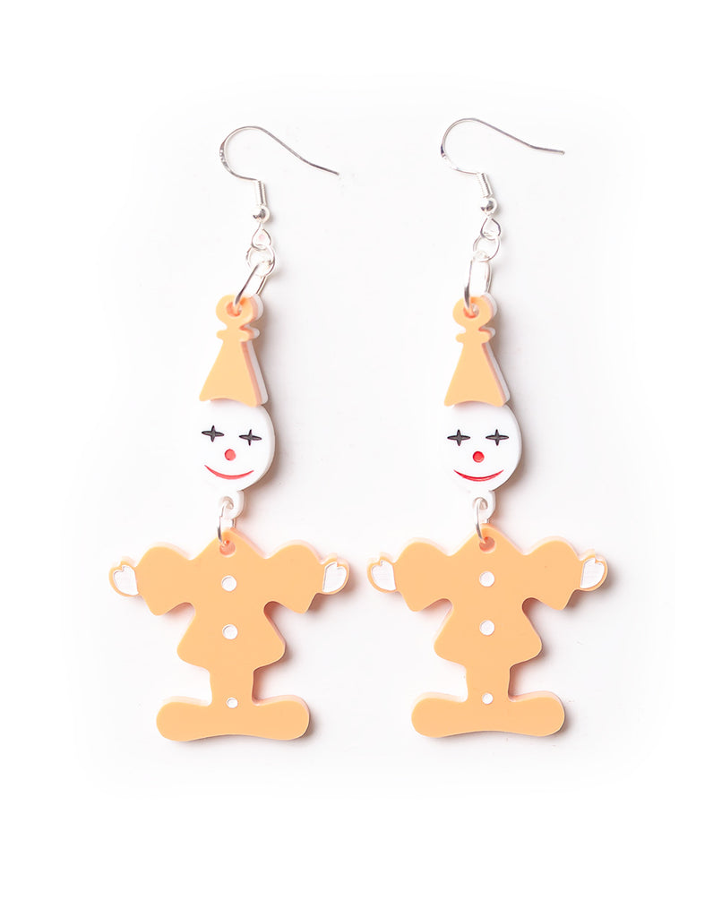 80's Retro Clown Earrings - Peach