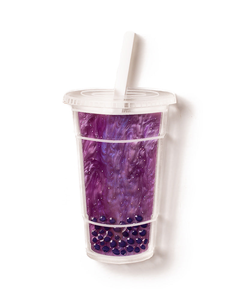 Bubble Tea Brooch - Taro Pearl
