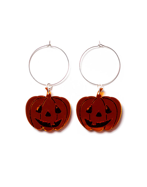 Halloween - Pumpkin Hoop Earrings - Mirror