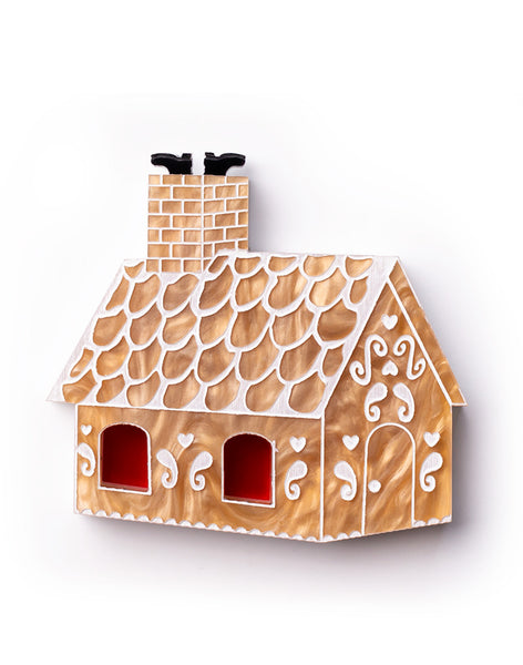 Acrylic Gingerbread House Brooch