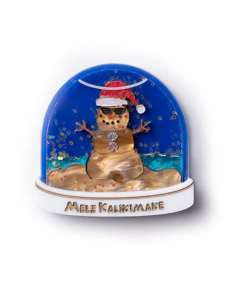 Acrylic Sandman Snowman Retro Snowglobe Brooch