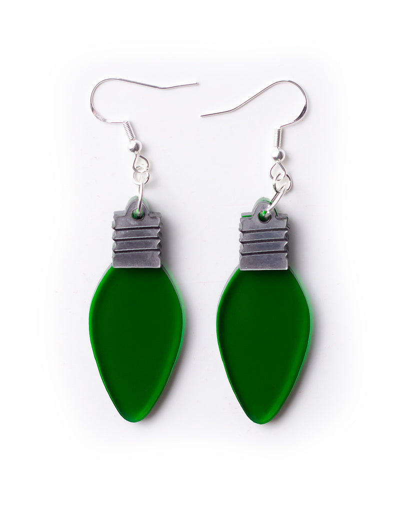 Acrylic Transparent Christmas Green Light Globe Earrings