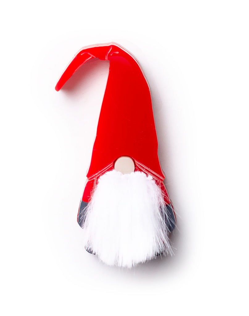 Red gnome hat with white beard on a white background. Tomte, Nisse, Tonttu