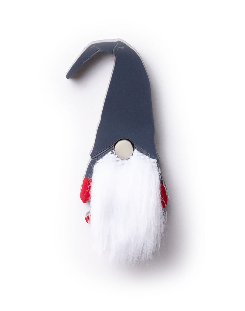 Gnome decoration with a grey hat and white beard on a white background. Nisse, Tomte, Elf Acrylic Brooch