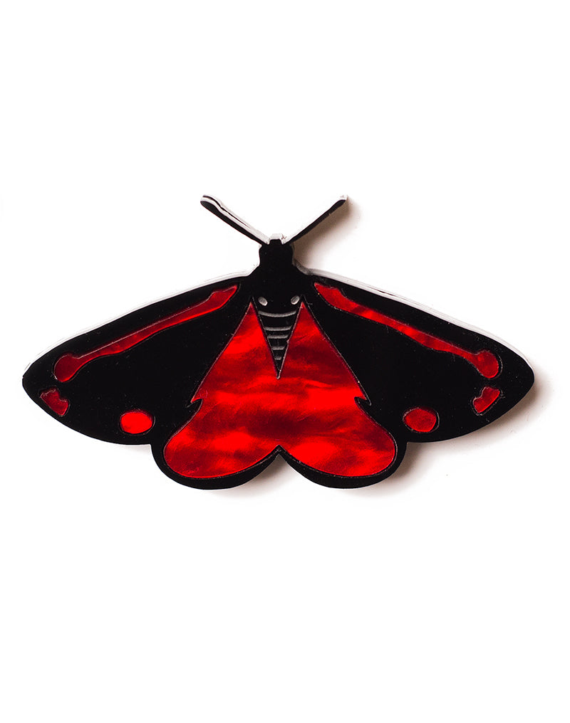 Acrylic Cinnabar Moth Brooch