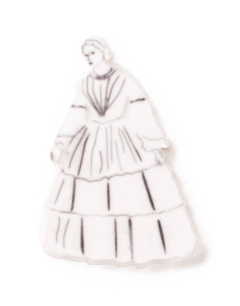 Acrylic Woman in White Brooch Ghost Brooch