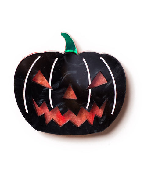 Acrylic Halloween Black Pumpkin Brooch