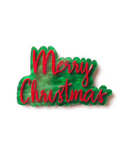Merry Christmas Acrylic Text Brooch