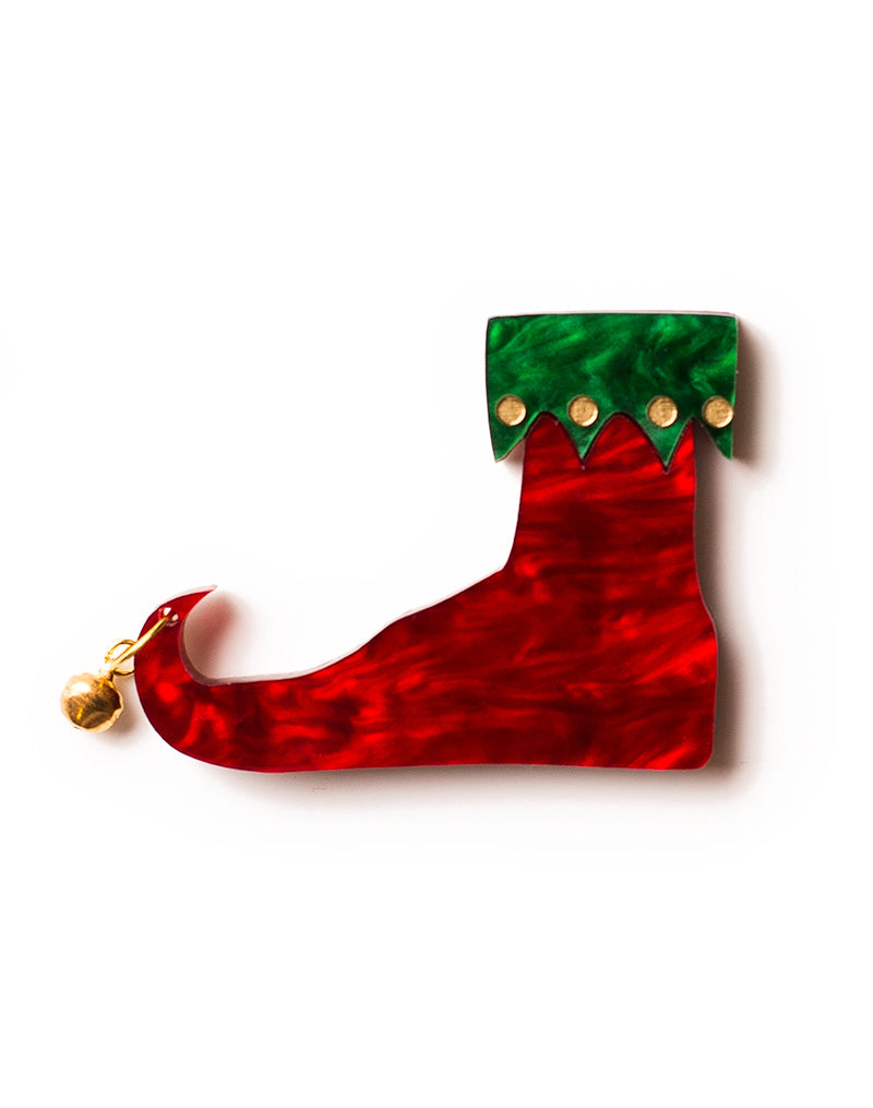 Acrylic Christmas Elf Boot Brooch