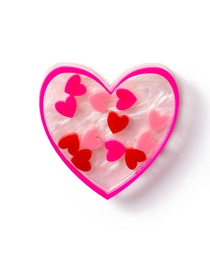 Heart of Hearts Brooch - Hot Pink