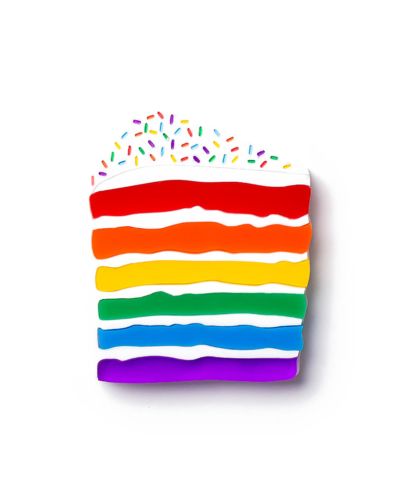 Acrylic Rainbow Cake Slice Brooch