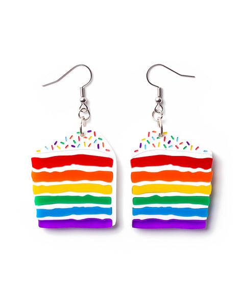 Acrylic Rainbow Cake Slice Earrings