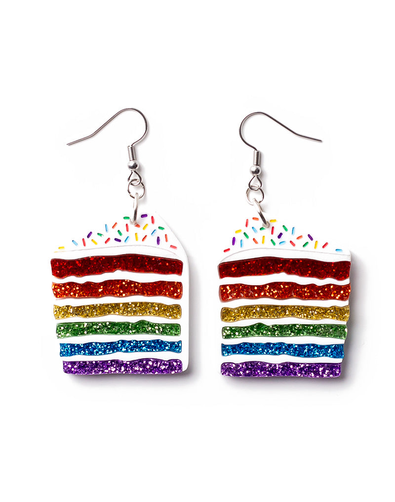 Acrylic Perspex Rainbow Glitter Heart Drop Earrings - Glitter Red –  Kaboodle Designs
