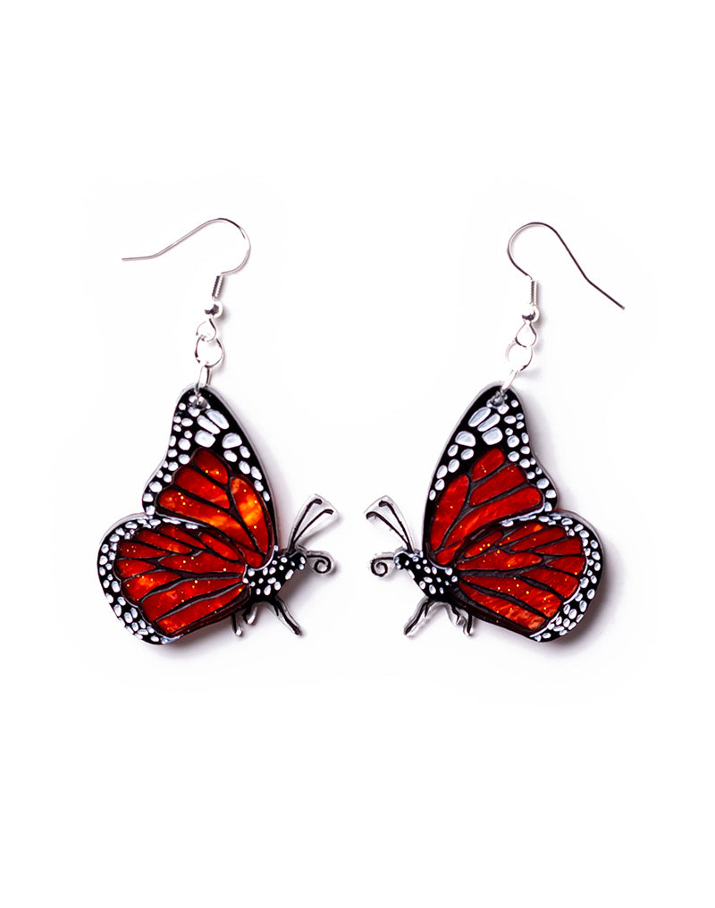 Acrylic Monarch Butterfly Earrings