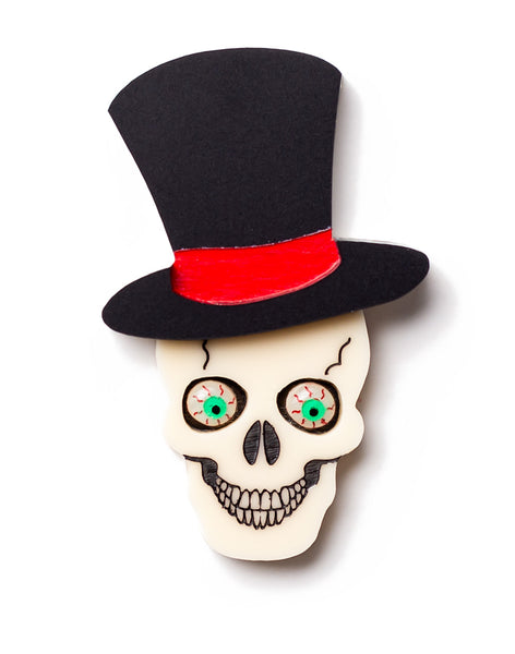 Acrylic Spooky Scary Skull Brooch