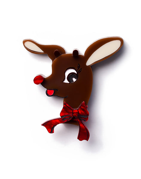 Acrylic Vintage Reindeer Brooch