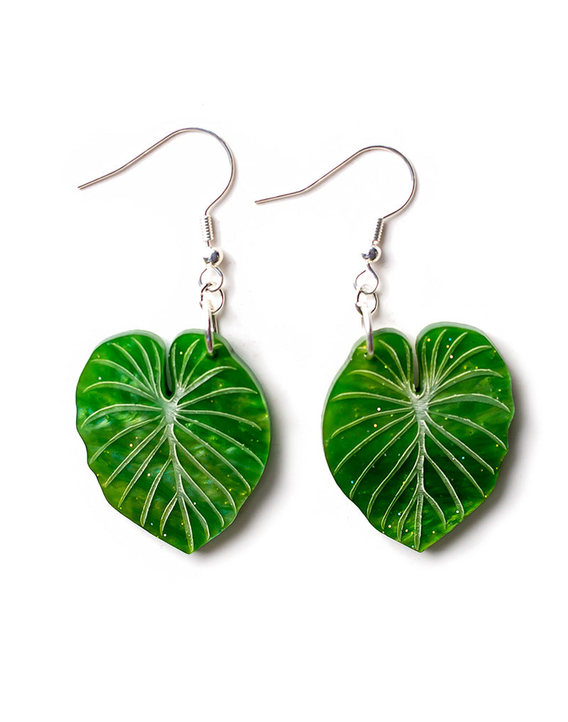 Acrylic Palm Leaf Earrings philodendron gloriosum