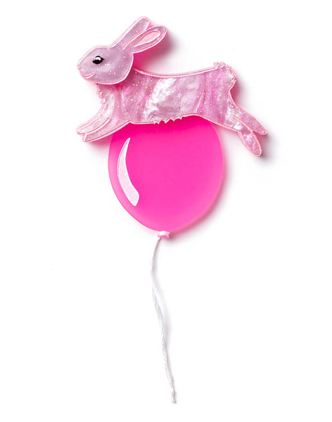Acrylic Pink Rabbit jumping over balloon