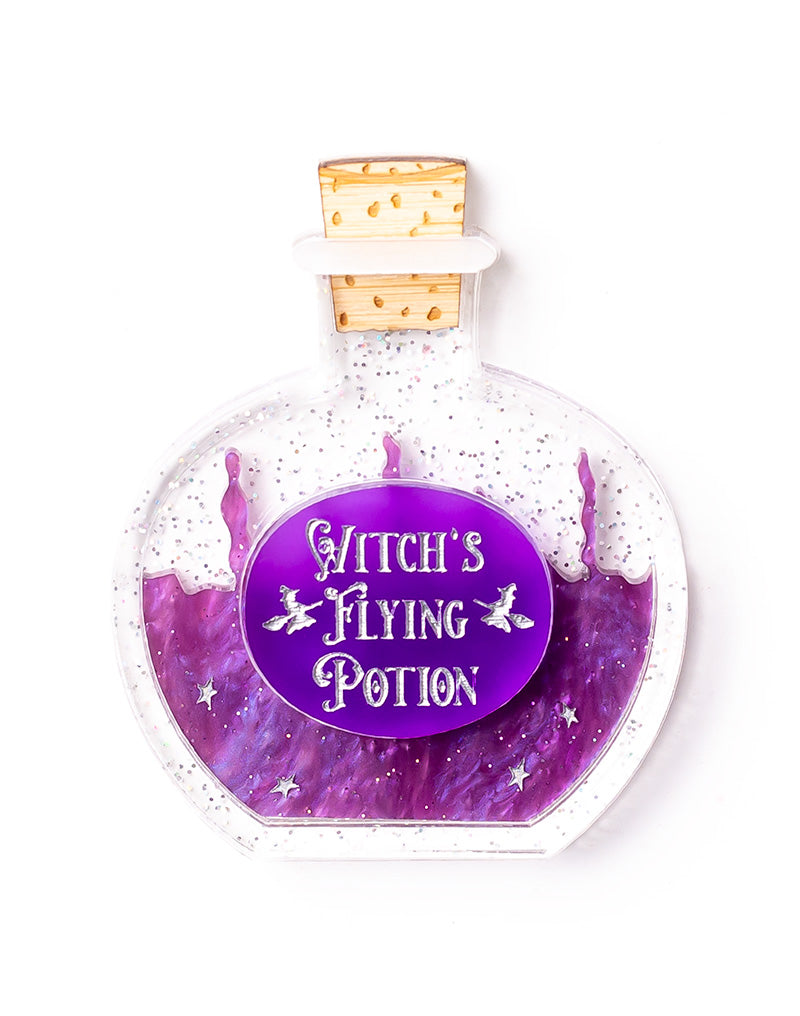 Acrylic Witch's Flying Potion Brooch