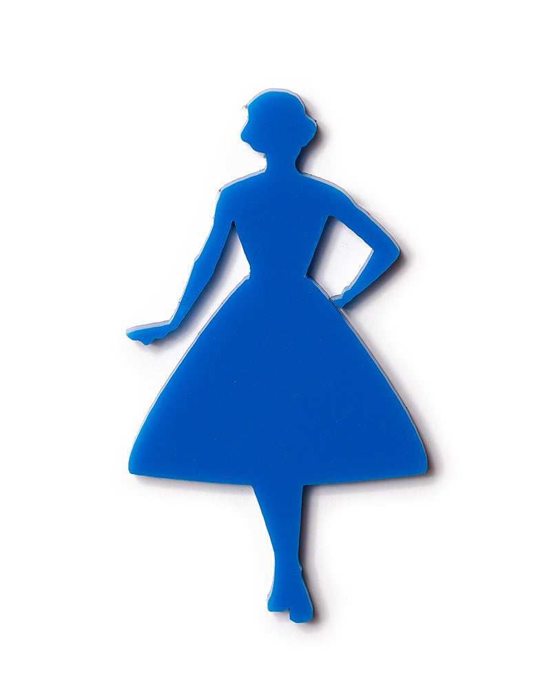 Vintage Lady Brooch - Blue