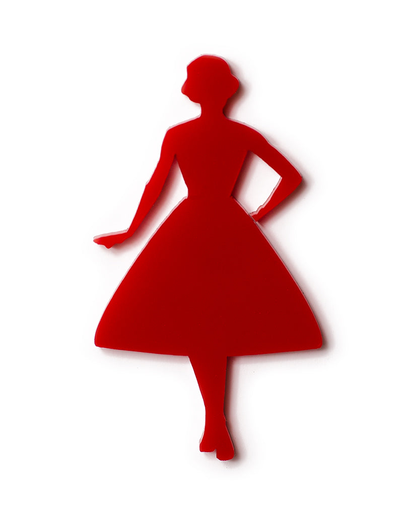 Vintage Lady Brooch - Red