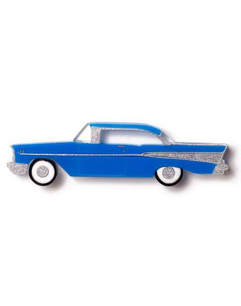 Blue Acrylic 57 Chevy Brooch