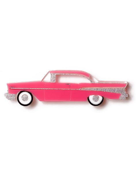 Pink Acrylic 57 Chevy Brooch