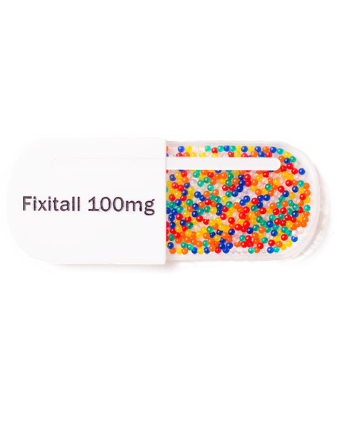 Fixitall Giant Pill Brooch. Novelty Brooch. Big Pill. Acrylic Medicine Brooch