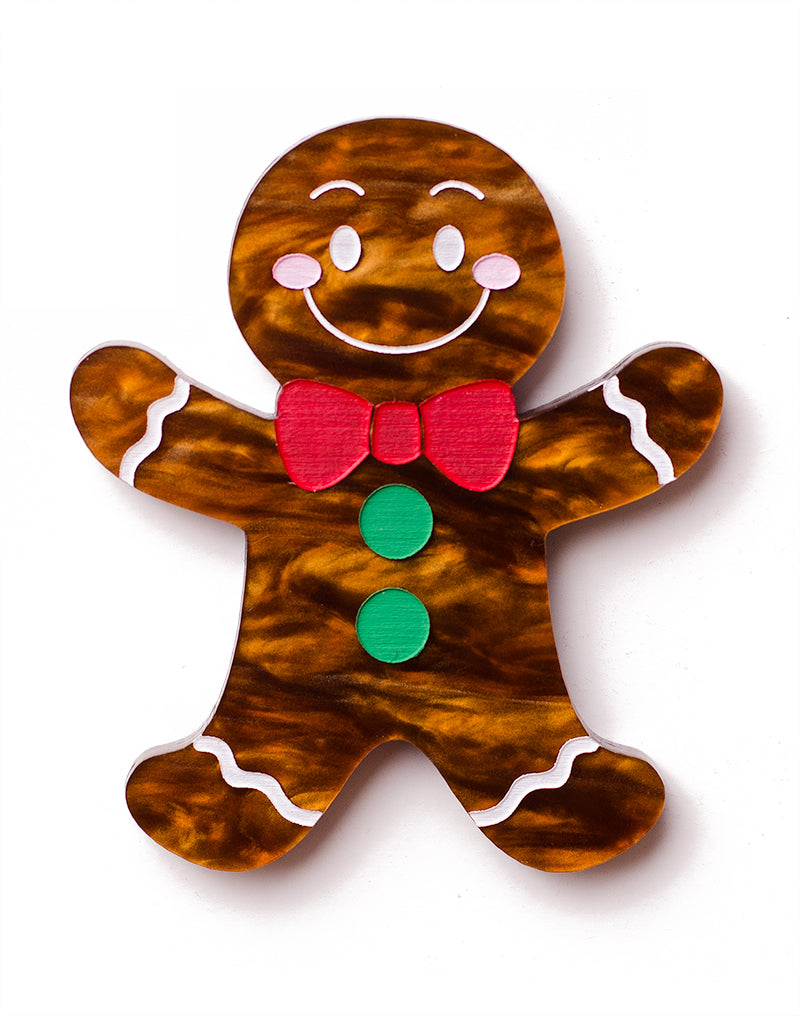 christmas gingerbread man acrylic brooch