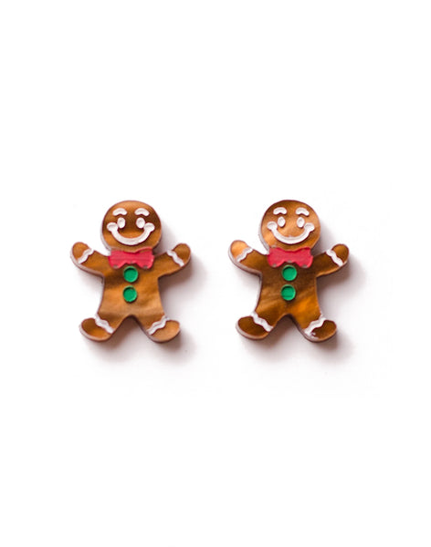 christmas gingerbread men stud earrings acrylic