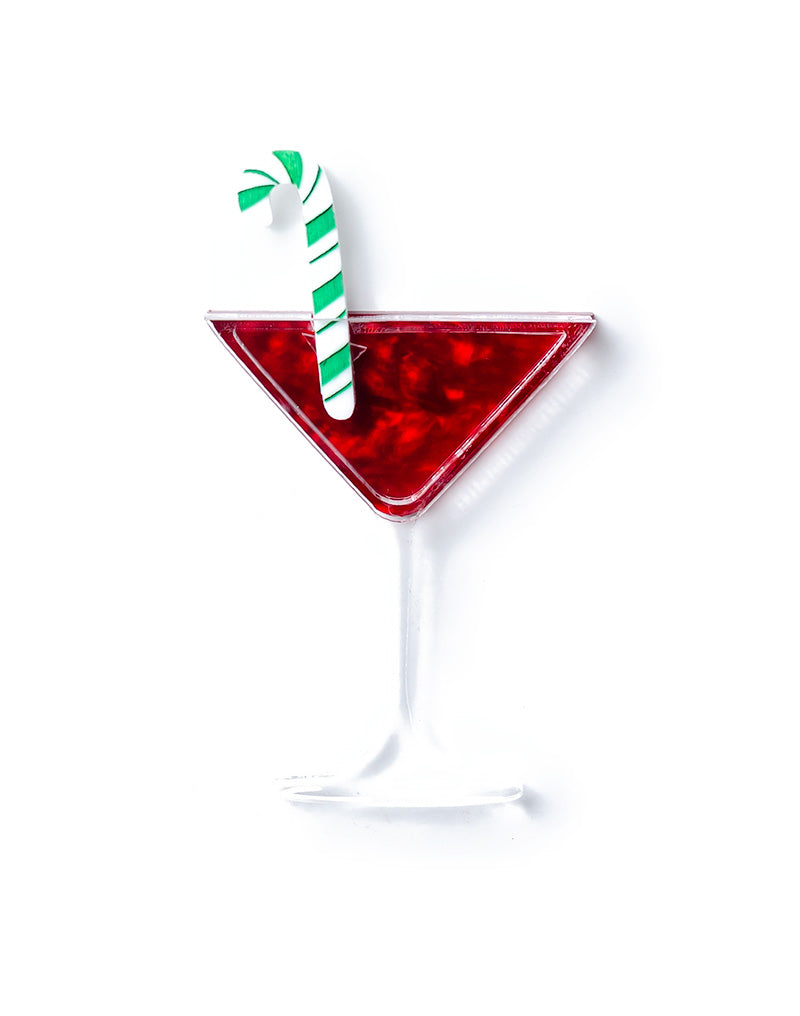 Acrylic Christmas Cocktail Martini Brooch