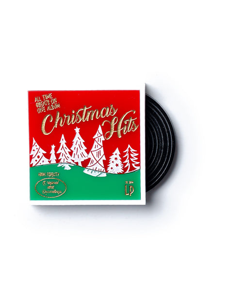 Acrylic Christmas Hits Record Brooch