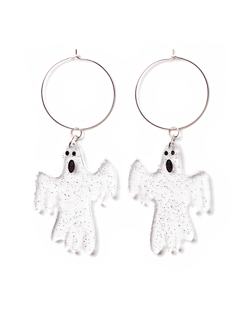 Acrylic hoop scary ghost earrings