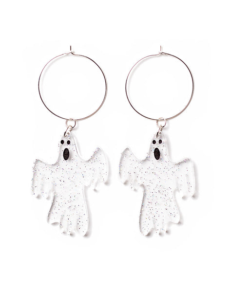Acrylic hoop scary ghost earrings