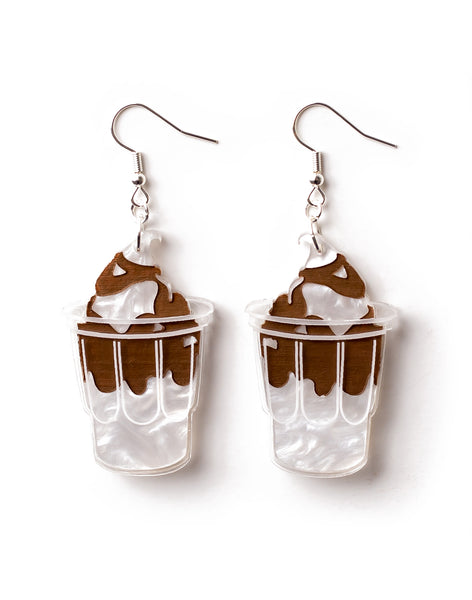 Acrylic Chocolate Ice Cream Sundae Earrings
